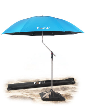 Poshlr Beach Umbrella with Sand Anchor, Windproof Structure