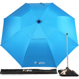 Poshlr Beach Umbrella with Sand Anchor, Windproof Structure