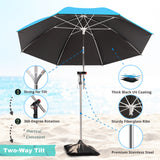 Poshlr Beach Umbrella with Sand Anchor, Windproof Structure
