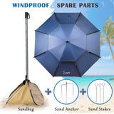 Sunphio Beach Umbrella with Sandbag, Windproof (Blue)