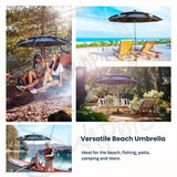 Sunphio Beach Umbrella with Sandbag, Windproof (Blue)