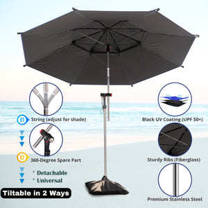 Luxbur Beach Umbrella, UV Protection and Windproof (Orange)