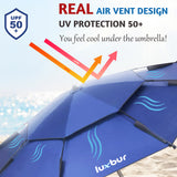 Luxbur Beach Umbrella, UV Protection and Windproof (Orange)