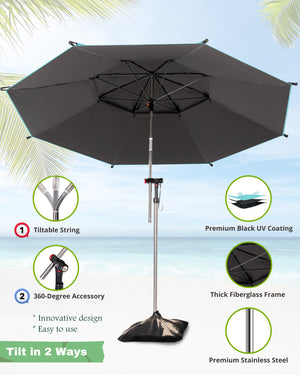 Xacool Beach Umbrella Windproof with Best UV Protection