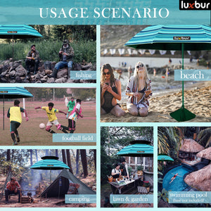 Luxbur Beach Umbrella Windproof