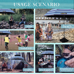 Luxbur Windproof Beach Umbrella Blue